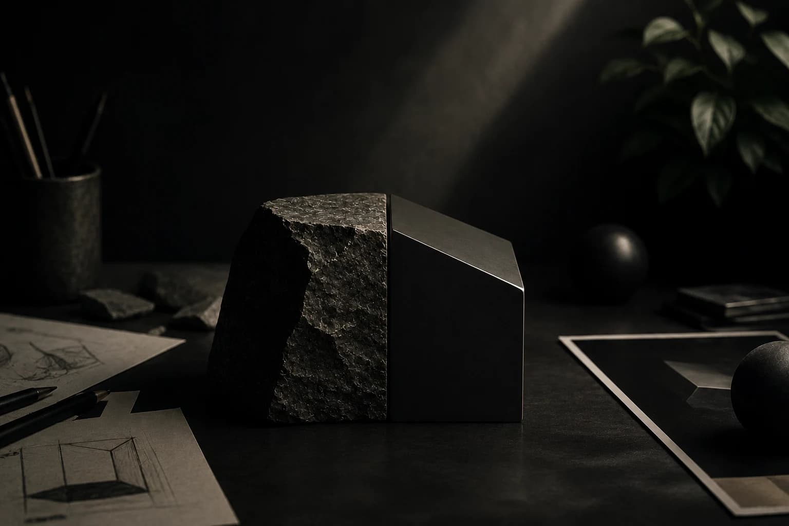 Abstract study of form, structure and material