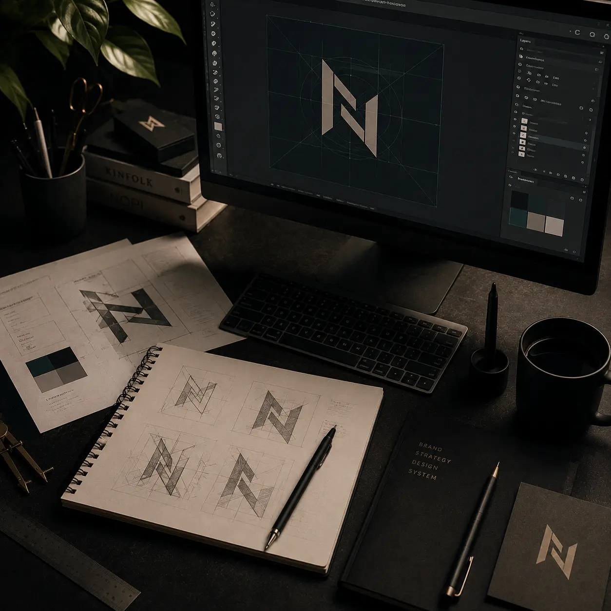 Creative design studio workspace